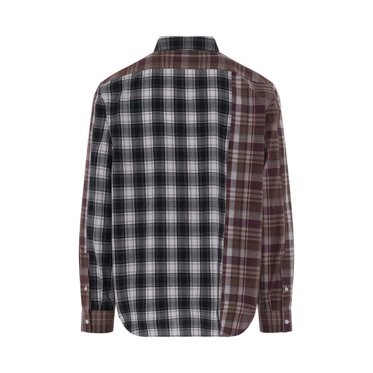 Patchwork Check Shirt in Brown