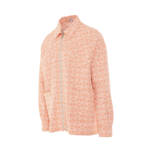 Anagram Jacquard Zip Jacket in White/Orange