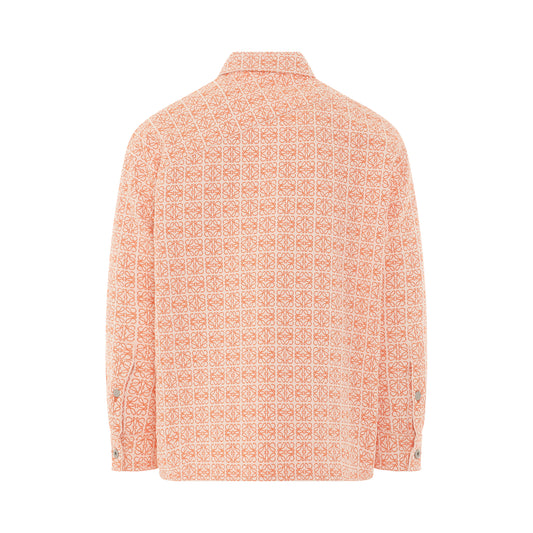 Anagram Jacquard Zip Jacket in White/Orange