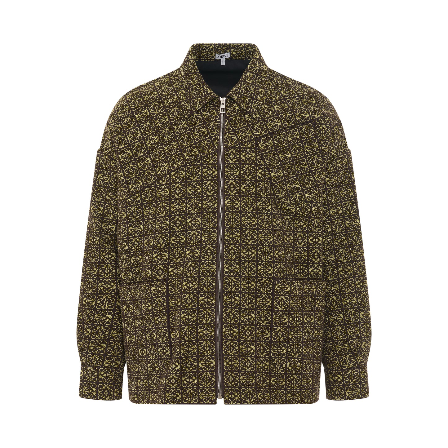 Anagram Jacquard Zip Jacket in Brown