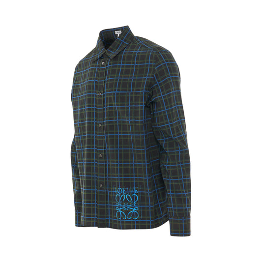 Anagram Stamp Check Shirt in Dark Grey