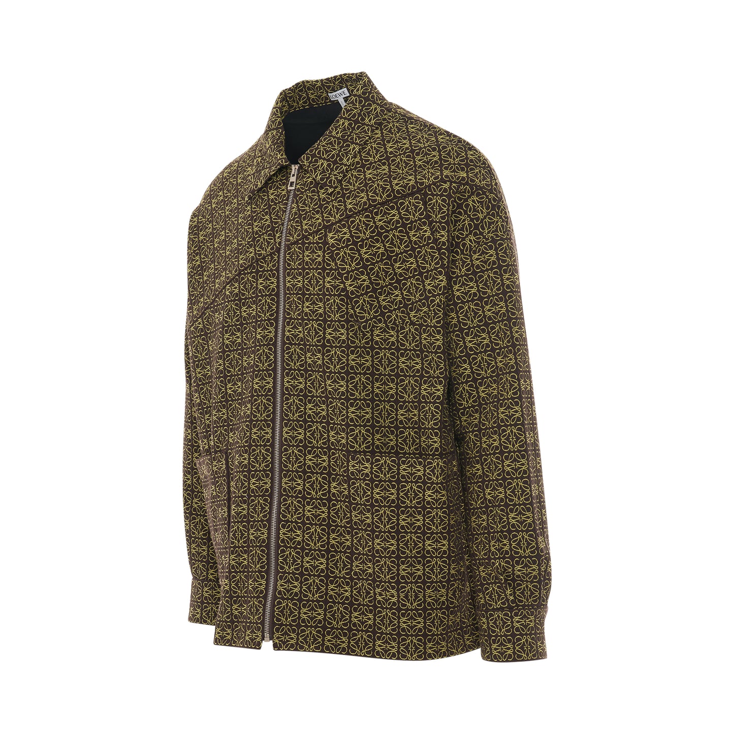 Anagram Jacquard Zip Jacket in Brown