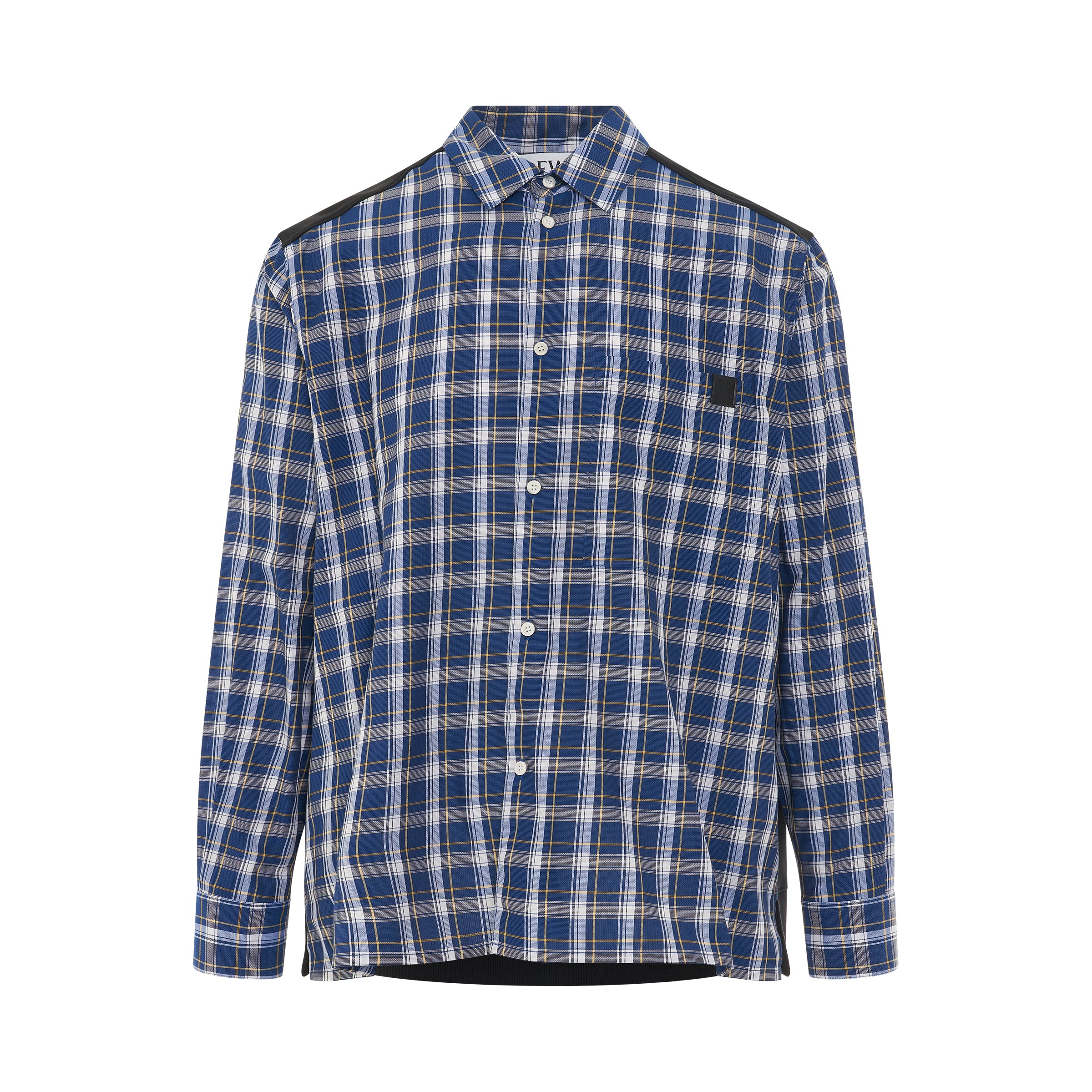 Fleece Back Check Shirt in Black