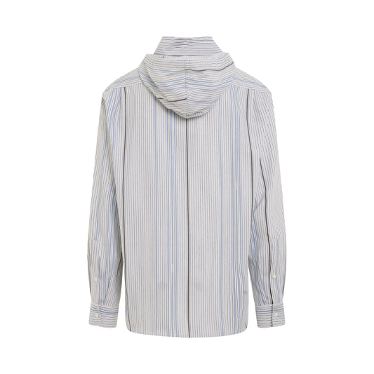 Jacquard Hooded Shirt in White/Light Blue