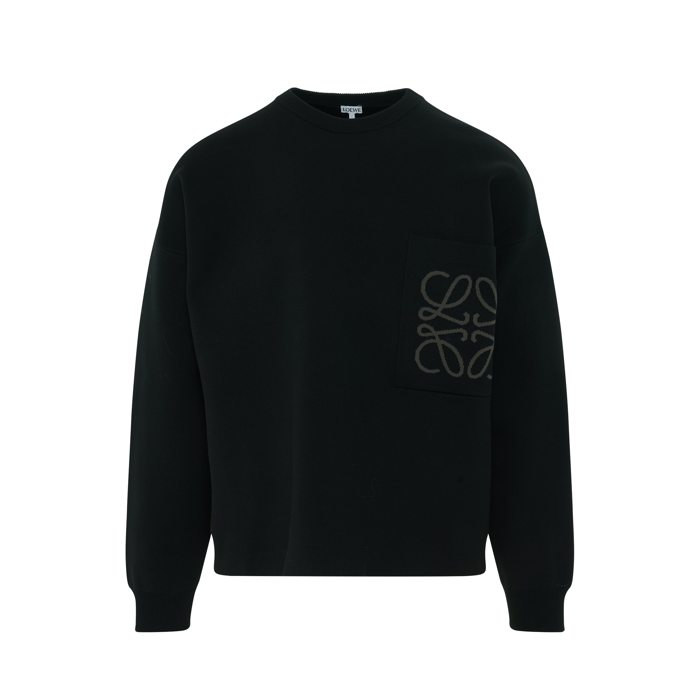 Anagram Pocket Sweater in Black