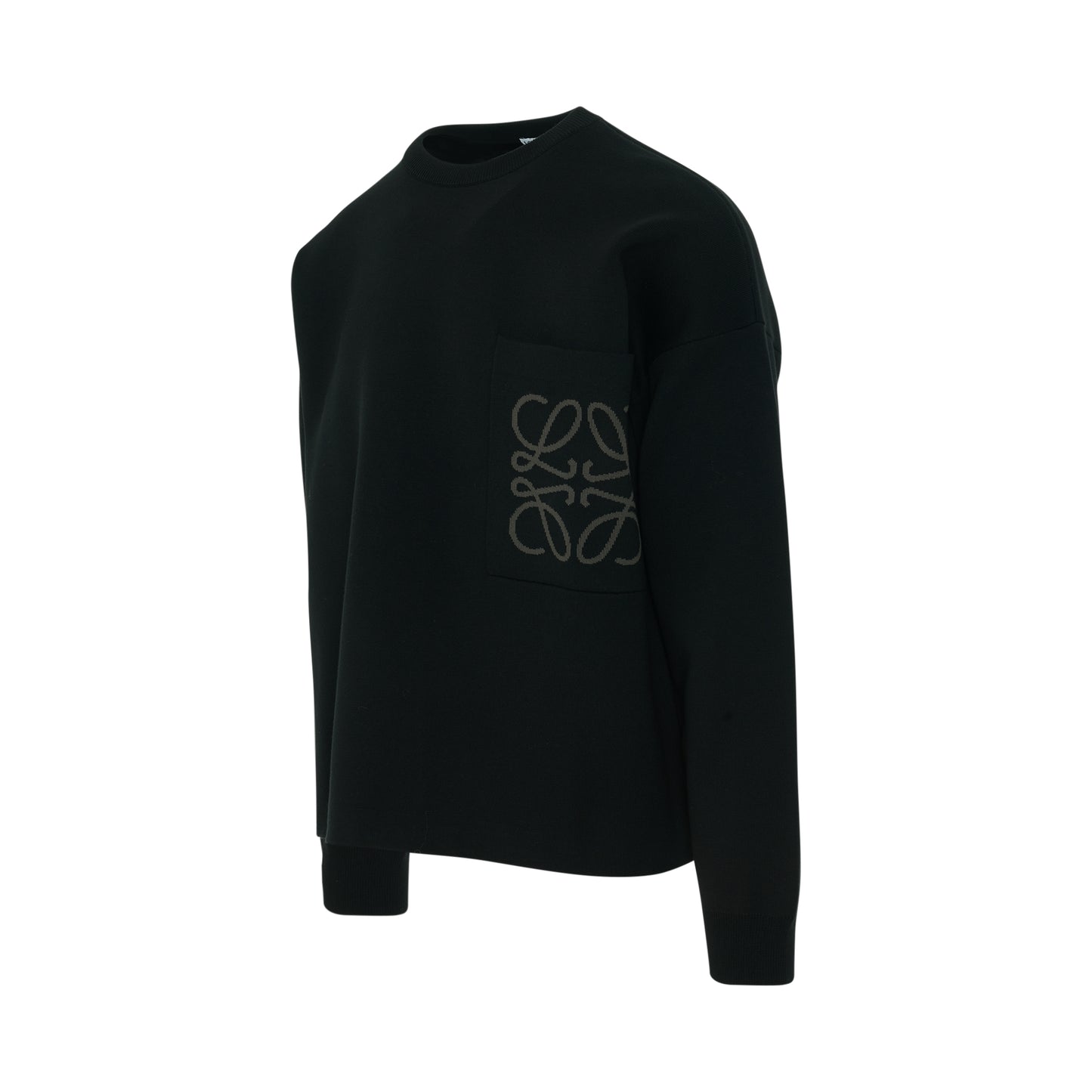 Anagram Pocket Sweater in Black