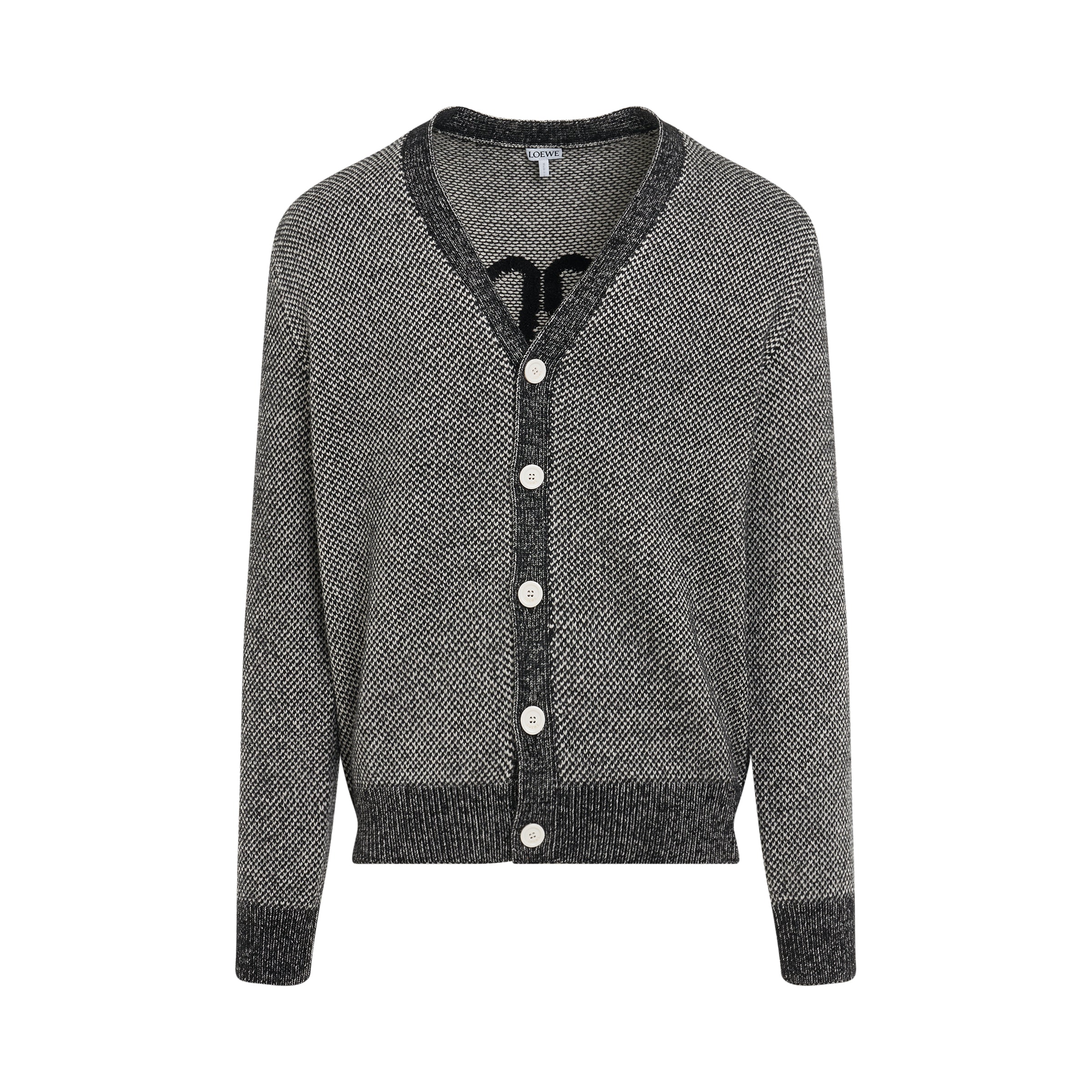 Anagram Wool Cardigan in Black/White