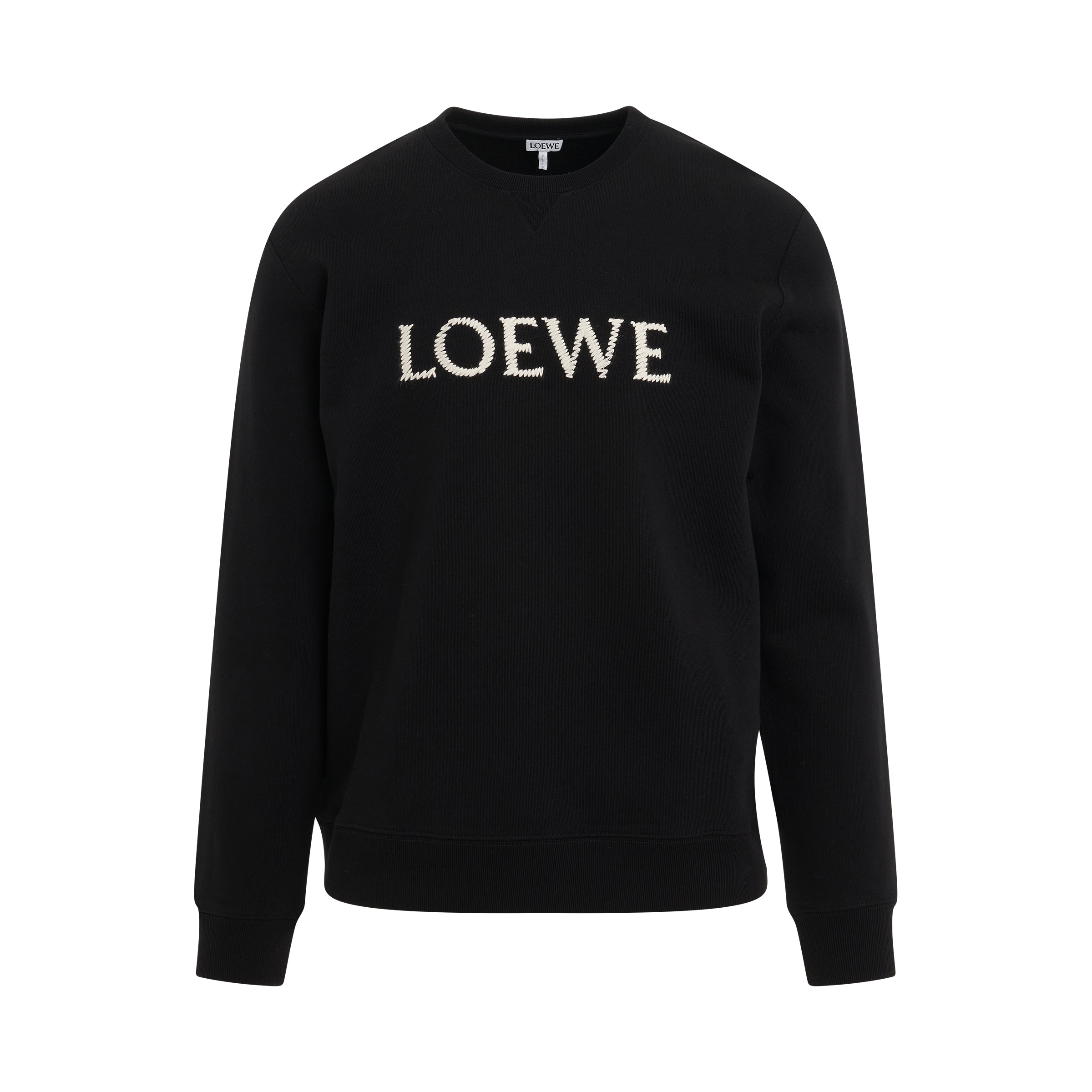 Embroidered Logo Cotton Sweatshirt in Black