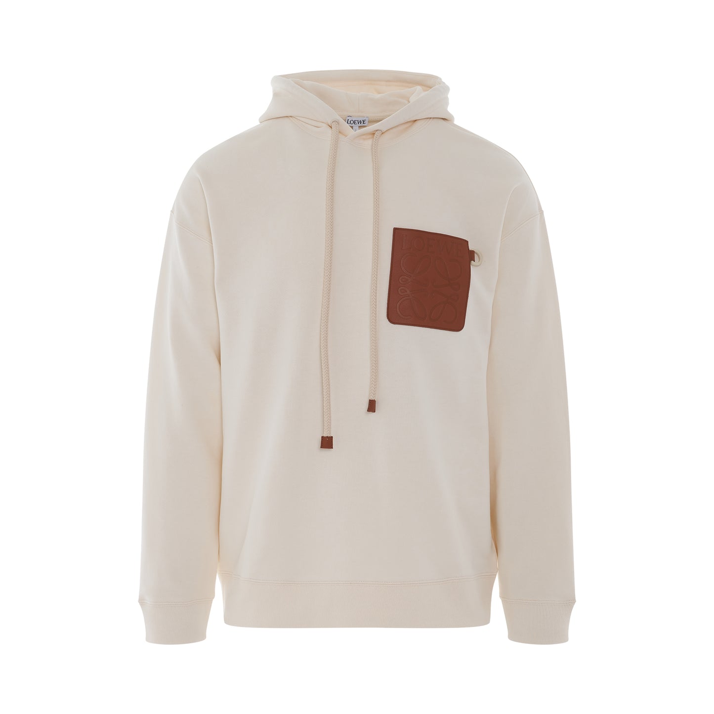 Logo Anagram Leather Patch Hoodie in White Ash
