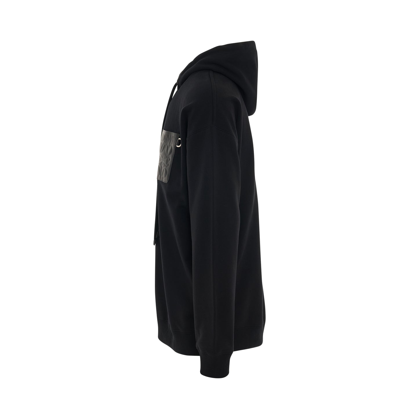 Anagram Leather Patch Cotton Hoodie in Black