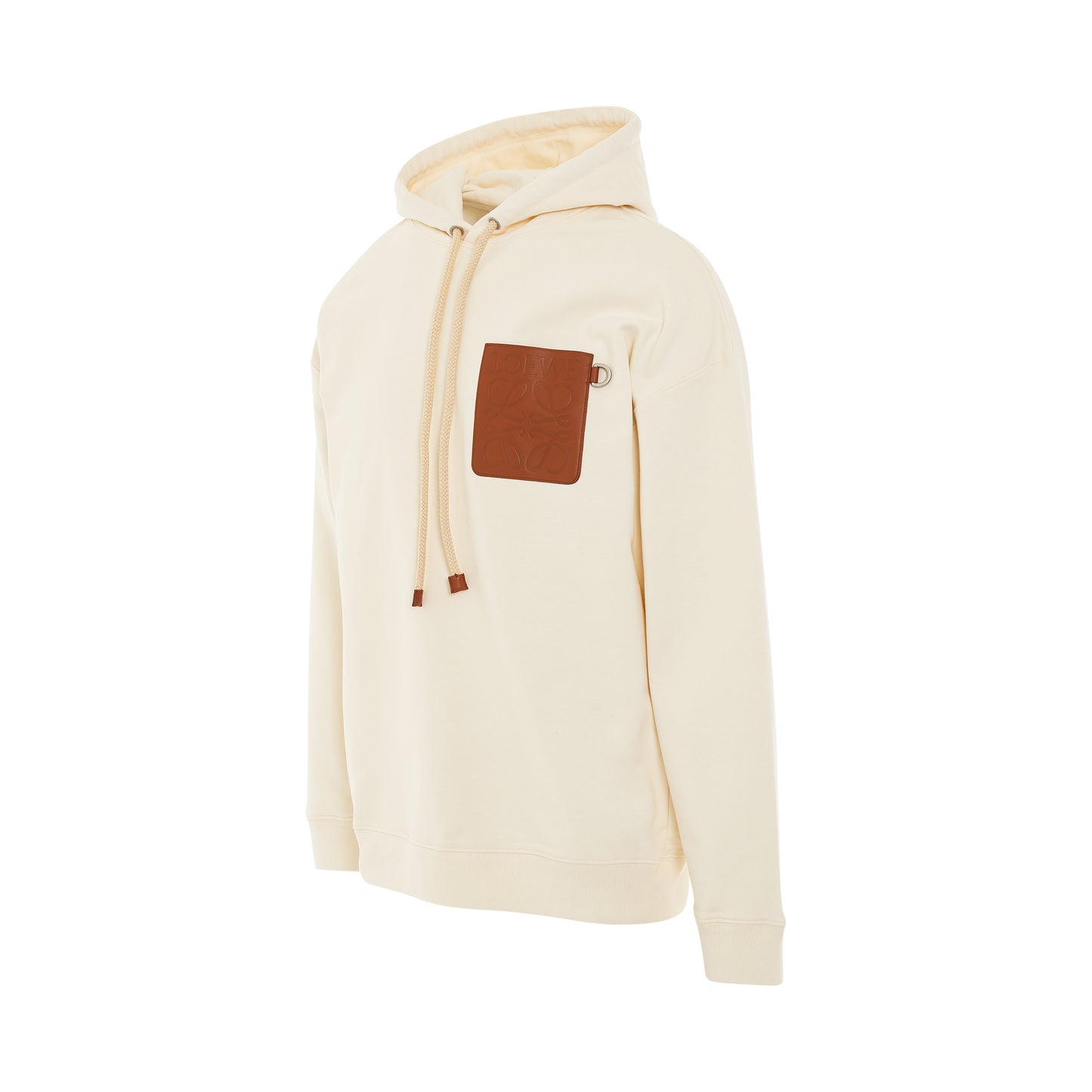 Anagram Leather Patch Cotton Hoodie in White Ash