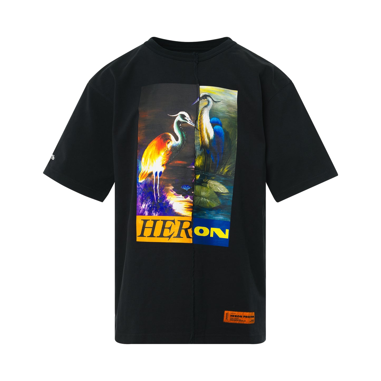 Split Herons Oversize T-Shirt in Black