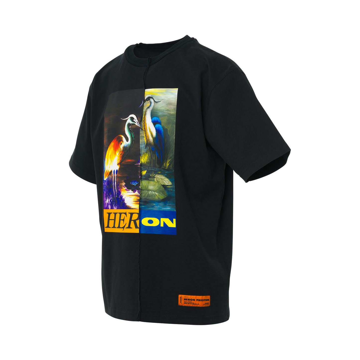 Split Herons Oversize T-Shirt in Black