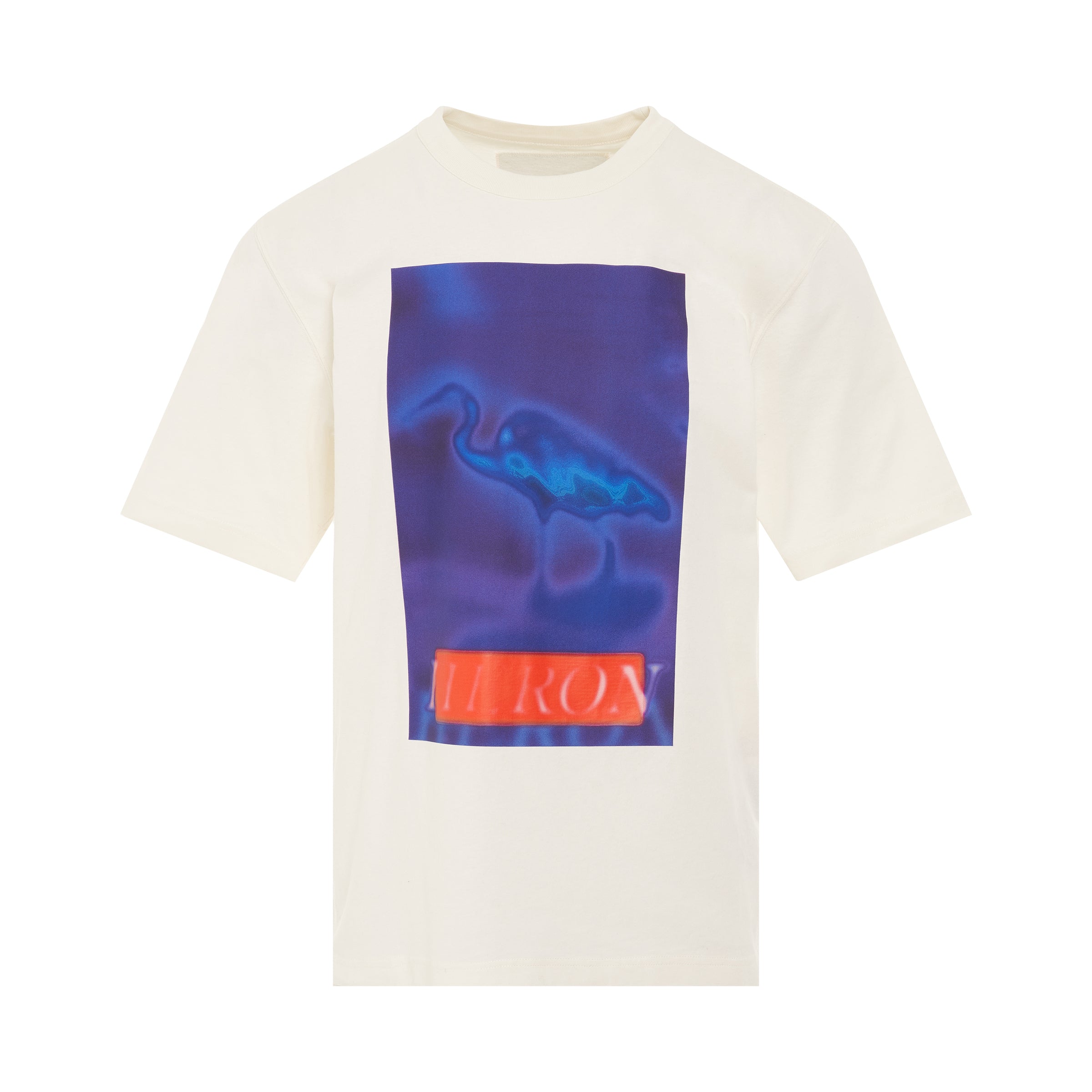 Heron Censored Short Sleeve T-Shirt in White/Navy Blue