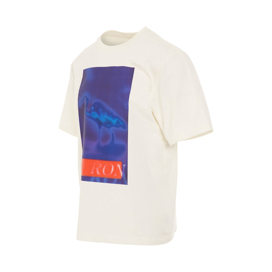 Heron Censored Short Sleeve T-Shirt in White/Navy Blue