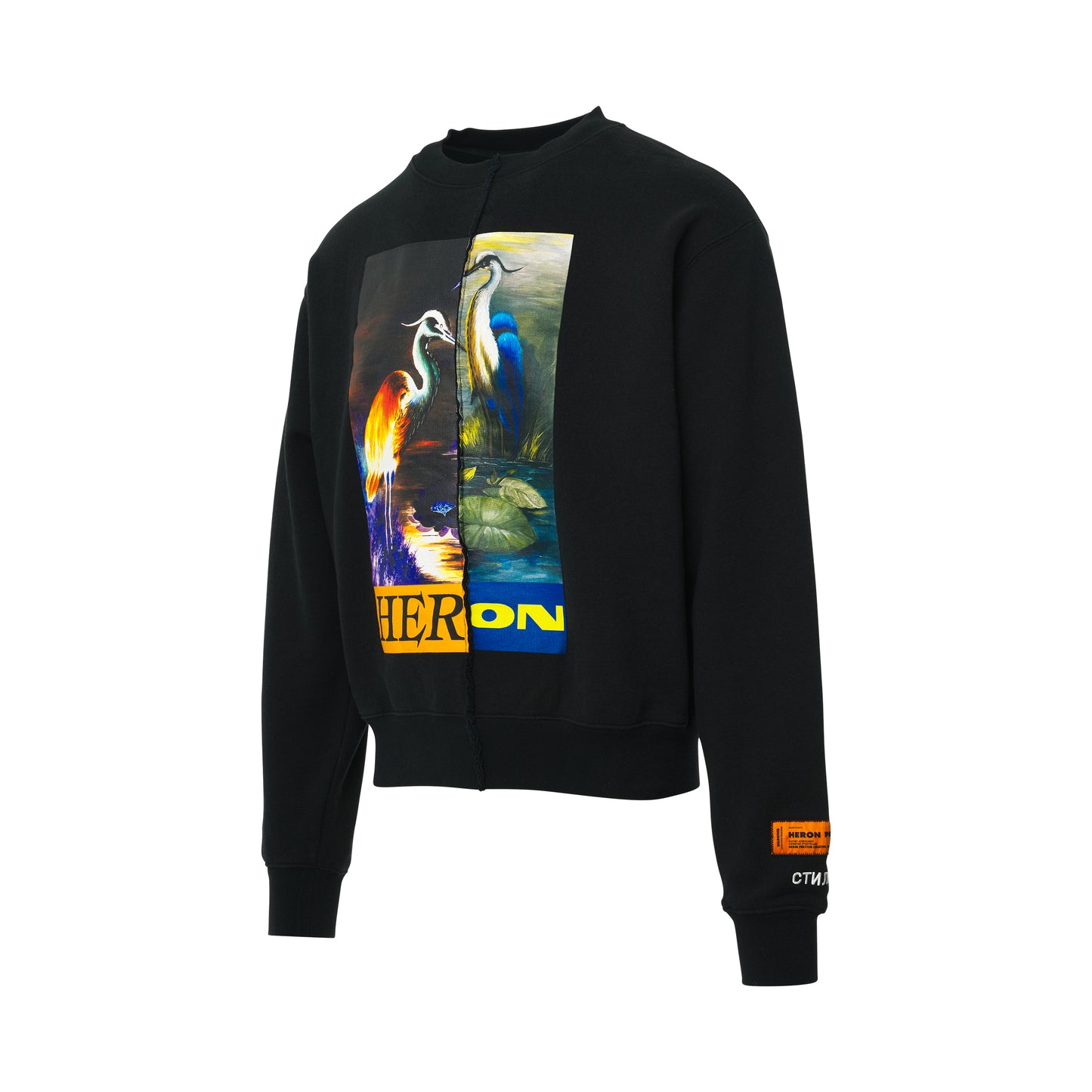 Split Herons Sweatshirt in Black