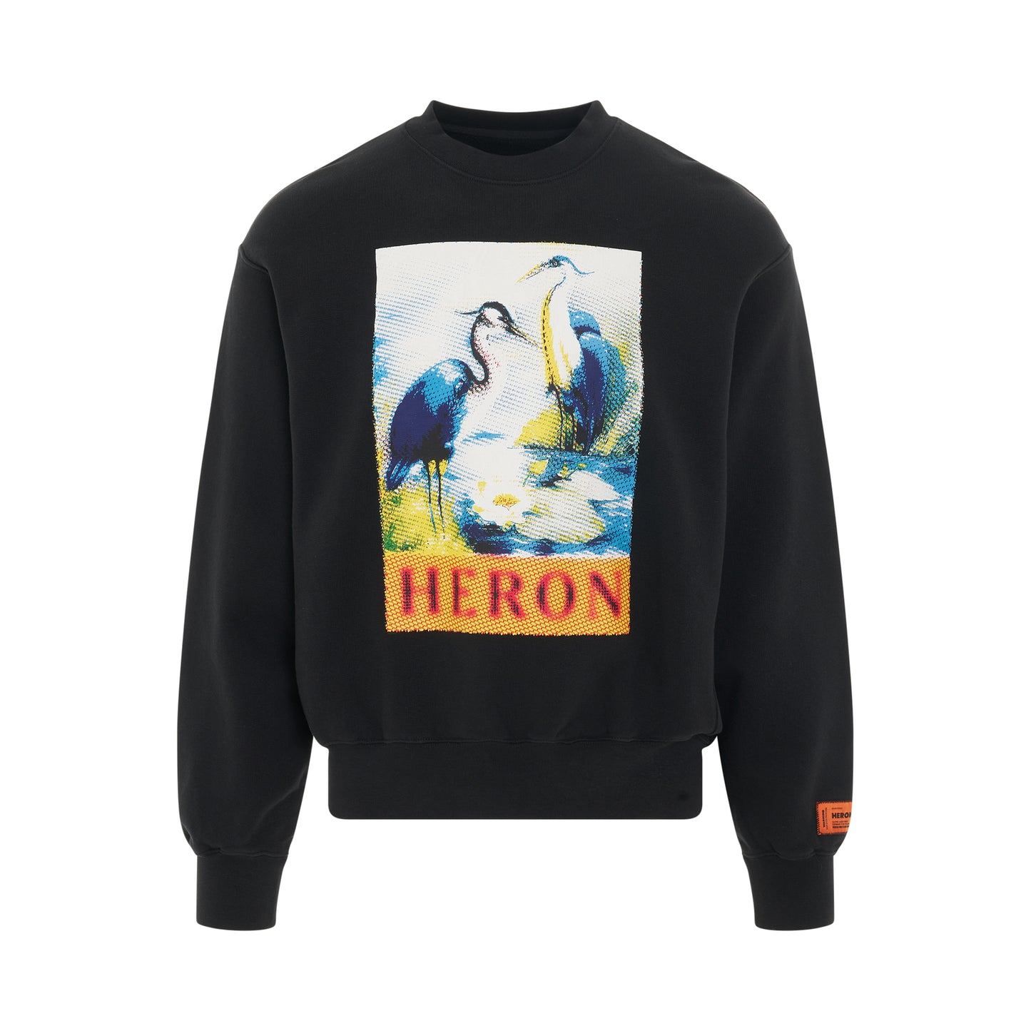 Halftone Heron Crewneck in Black/Navy Blue