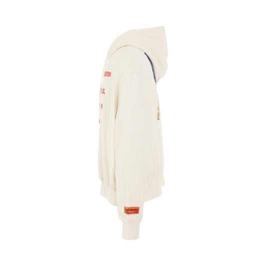 Medieval Heron Hoodie in White/Red