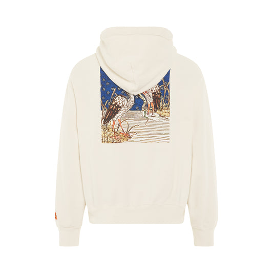 Medieval Heron Hoodie in White/Red