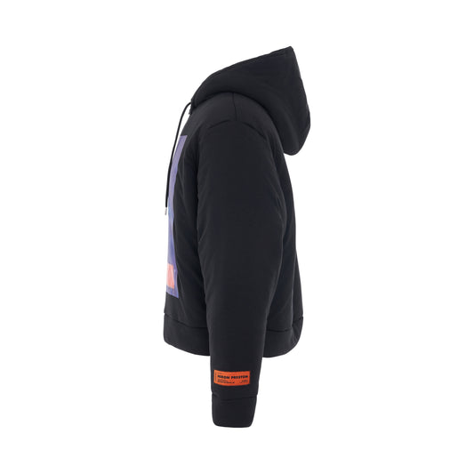 Heron Censored Padded Hoodie in Black/Navy Blue