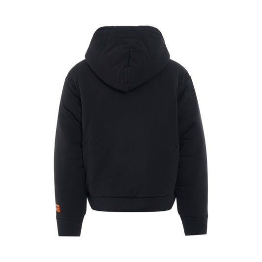 Heron Censored Padded Hoodie in Black/Navy Blue