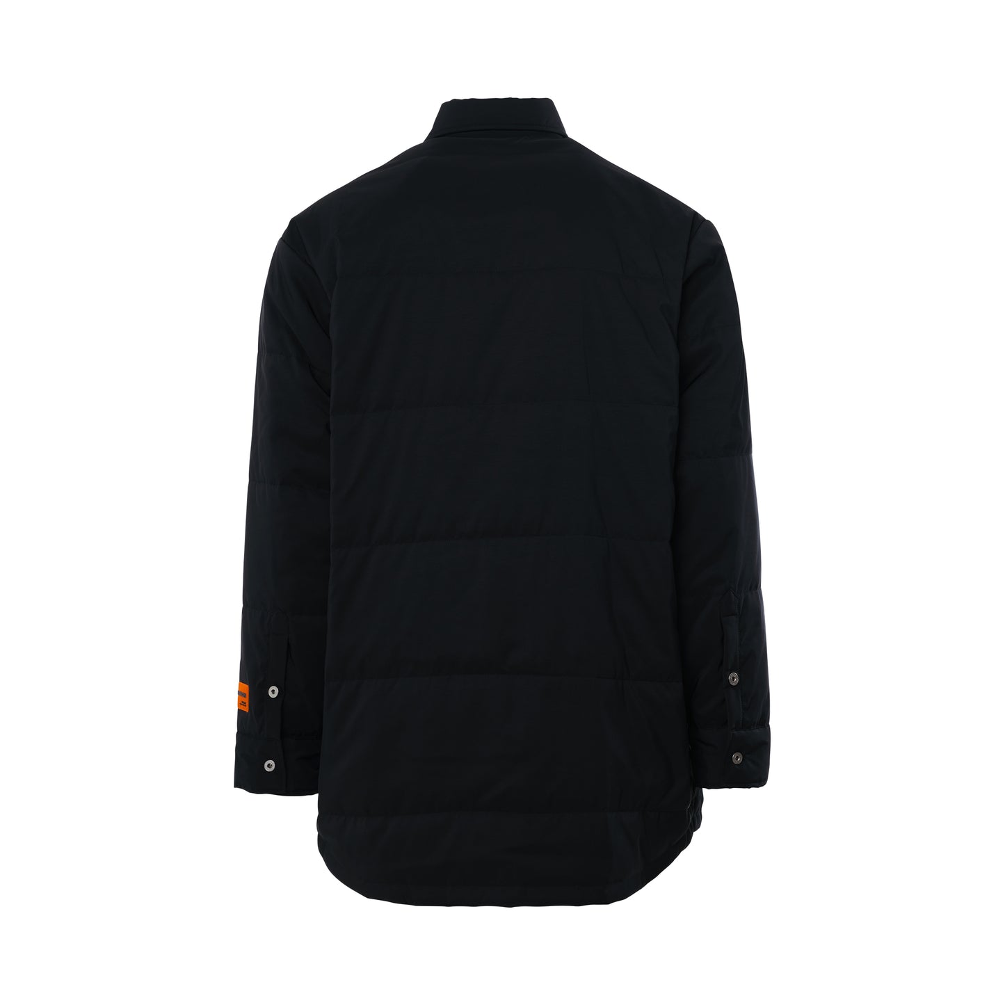 Label Quilted Oversize Nylon Shirt in Black