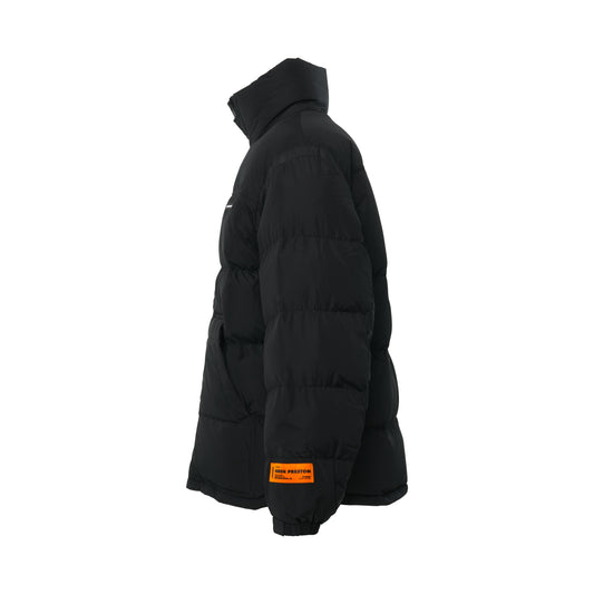 Label Nylon Puffer Jacket in Black