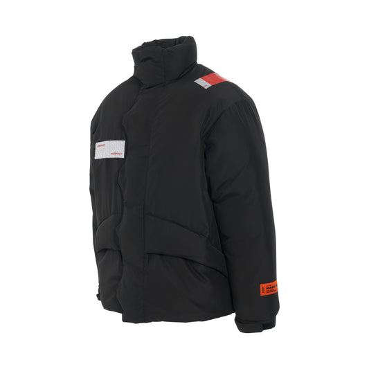 Hiking Tape Puffer Jacket in Black