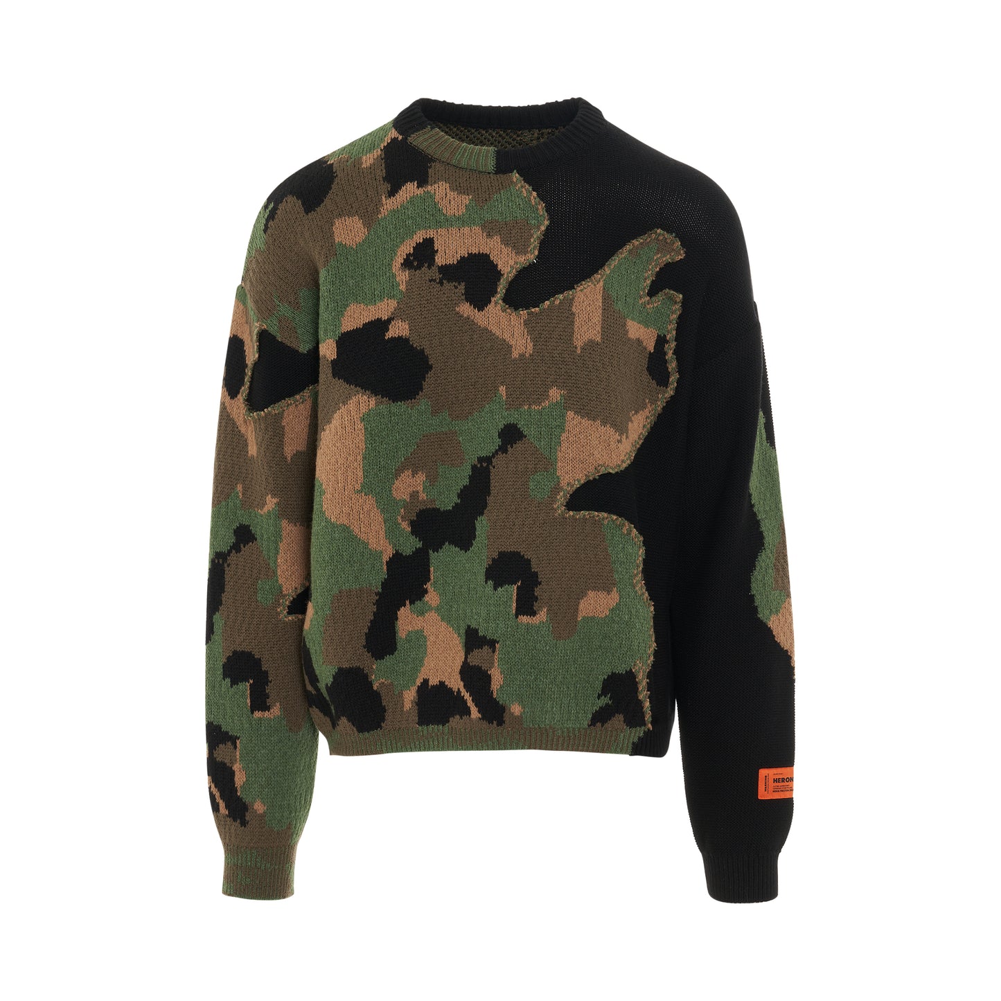 Camo Knit Crewneck in Camo Green