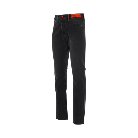 Ghost Pocket Slim 5 Pockets Jeans in Black