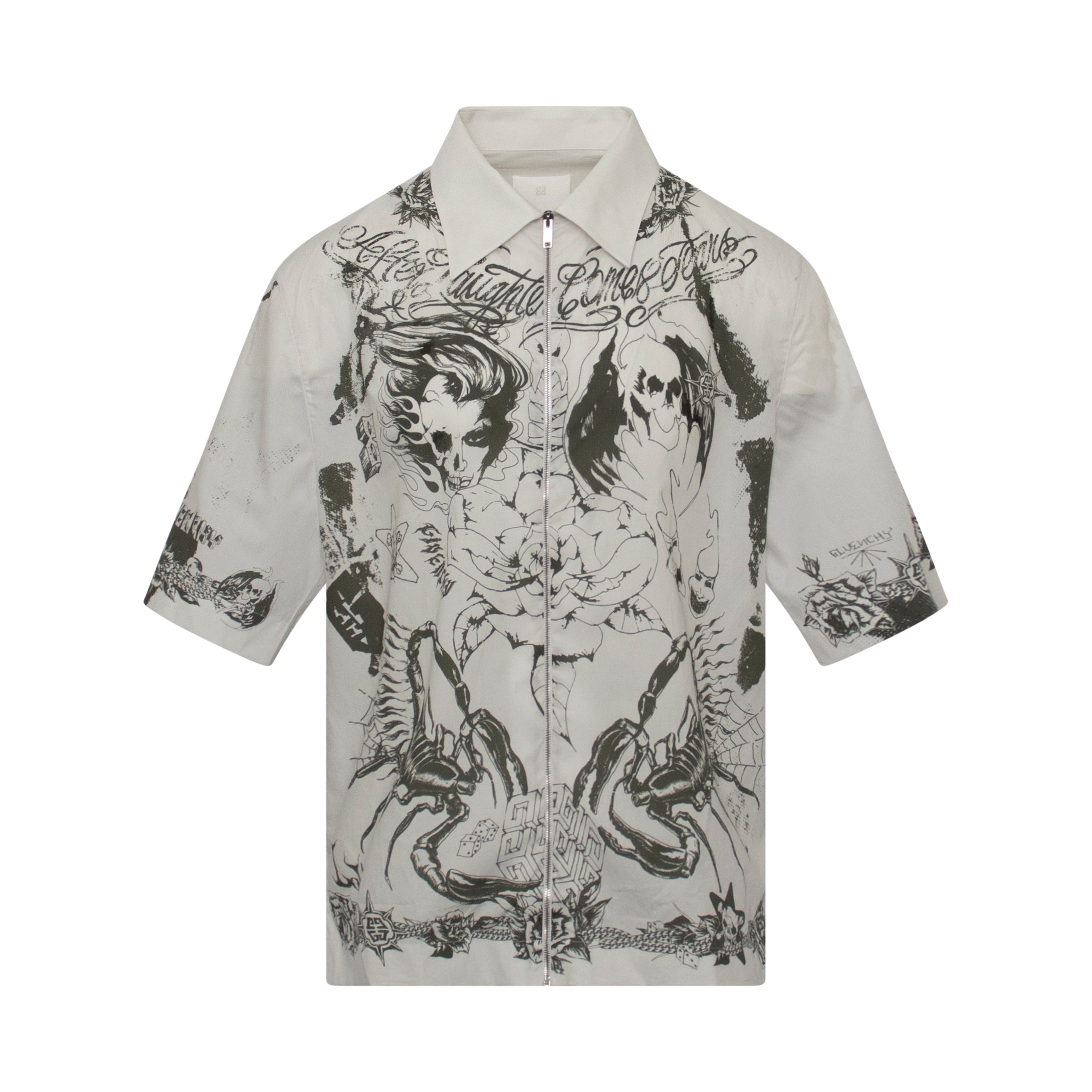 Givenchy Beige Mesh Tattoo Shrine Long Sleeve T-shirt in Natural