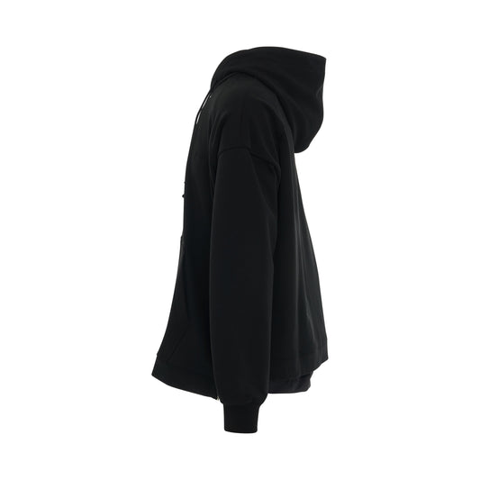 Paneled Hoodie with Pocket in Black