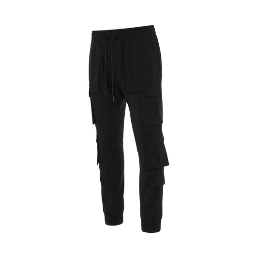 Multi String Cargo Jogger in Black