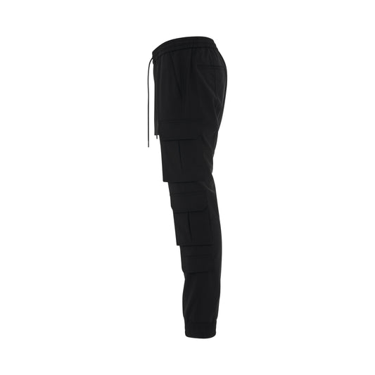 Multi String Cargo Jogger in Black