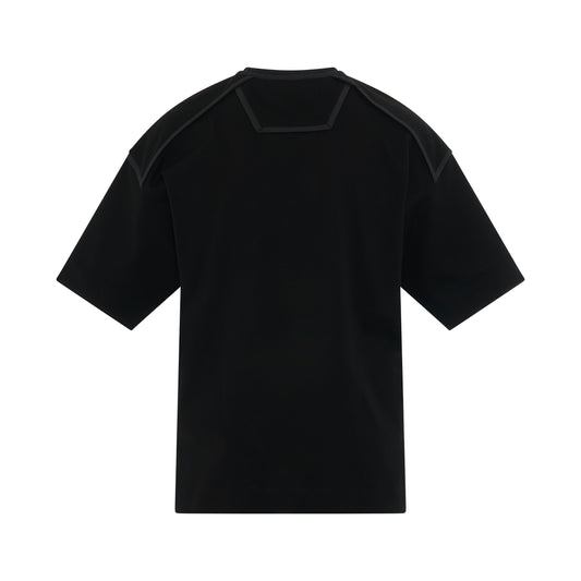 Piping Knit Collar Half Sleeve T-Shirt in Black