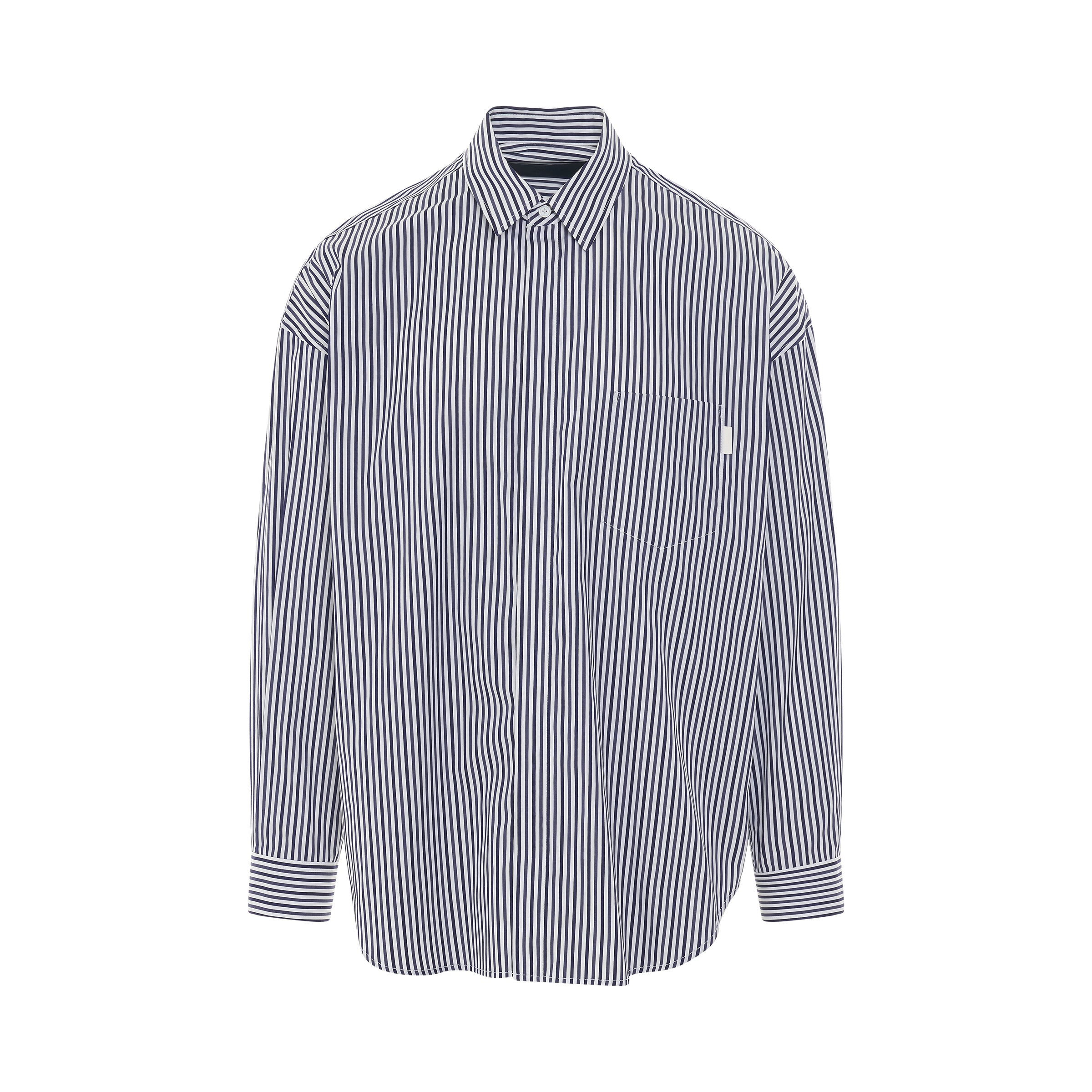 Striped Cotton Shirt in Navy