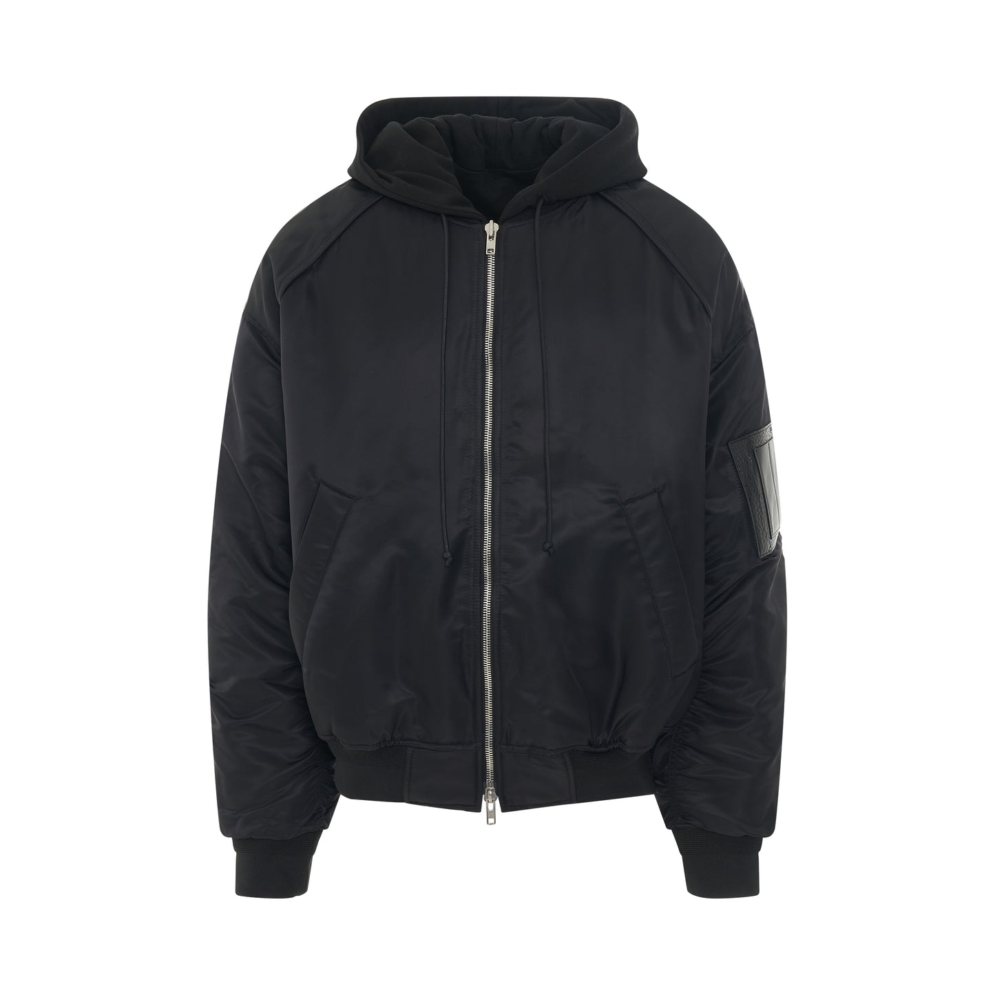 Hooded Bomber Jacket in Black