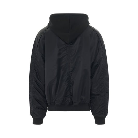 Hooded Bomber Jacket in Black