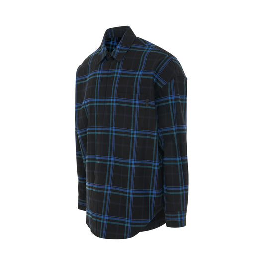 Front One Pocket Check Shirt in Blue