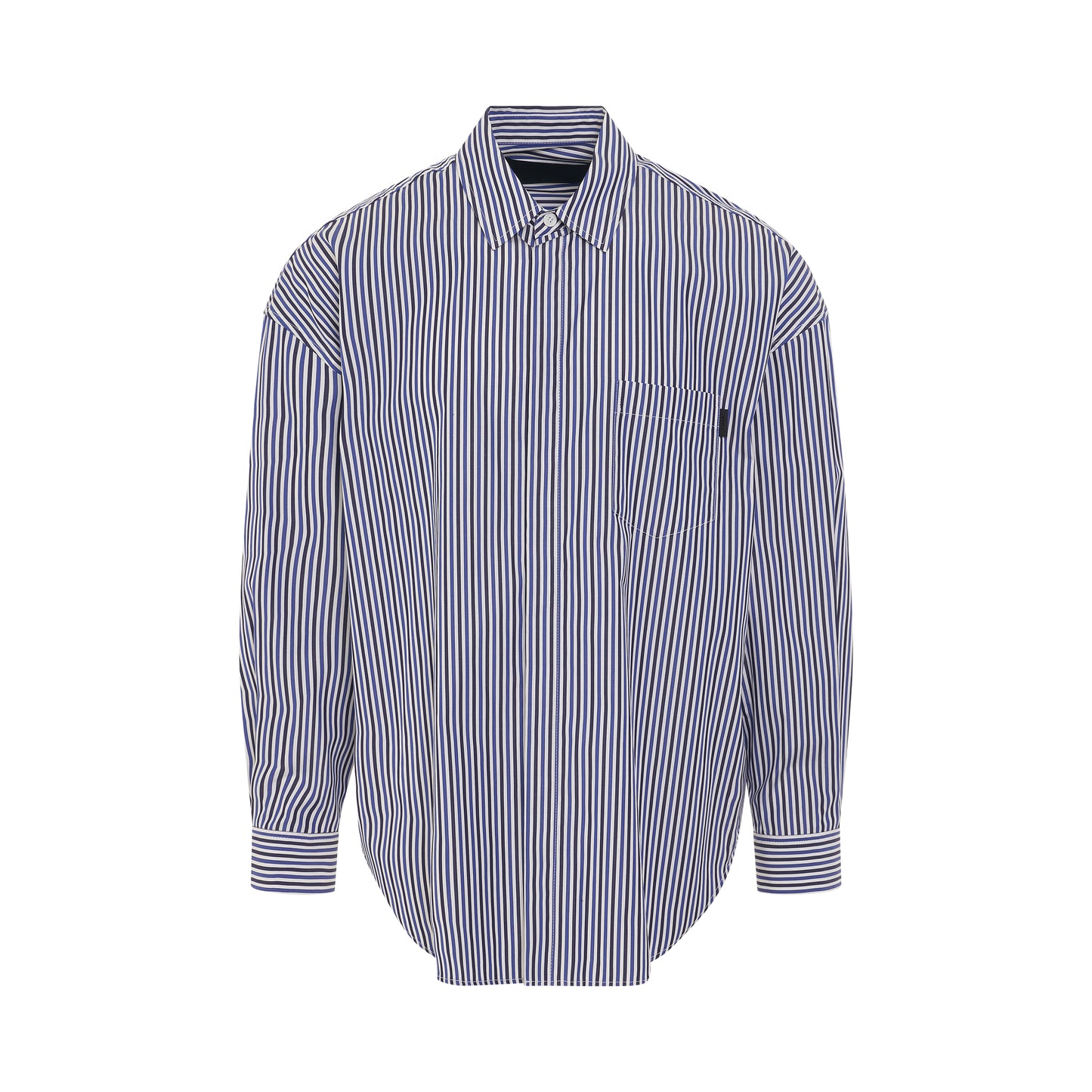 Front One Pocket Stripe Shirt in Blue