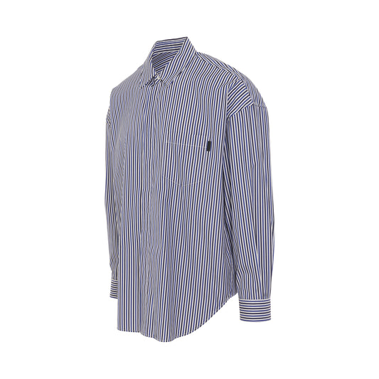 Front One Pocket Stripe Shirt in Blue