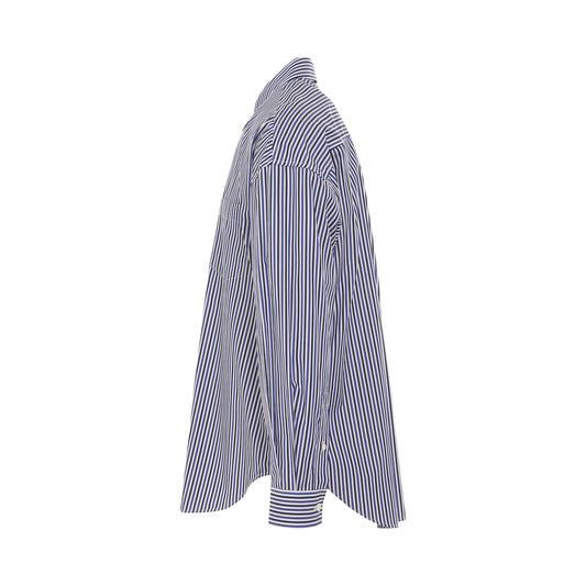 Front One Pocket Stripe Shirt in Blue