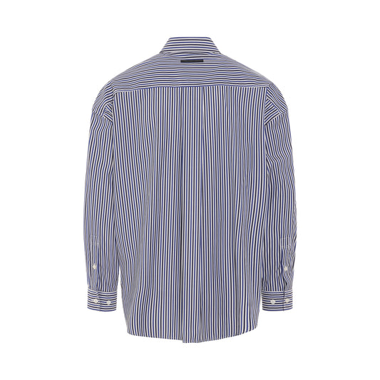 Front One Pocket Stripe Shirt in Blue