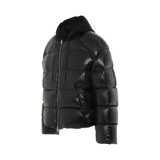 Jersey Hood Detachable Down Jacket in Black