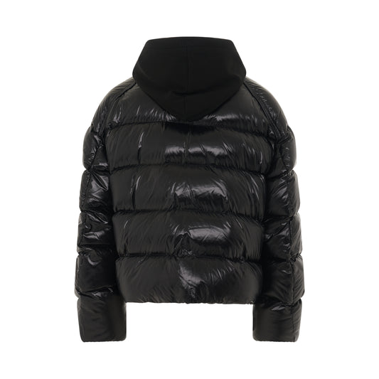 Jersey Hood Detachable Down Jacket in Black