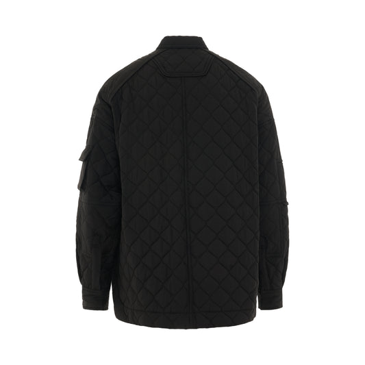 Double Pocket Quilted Shirt in Black