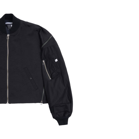 Iconic Zipper MA-1 Bomber Jacket in Black