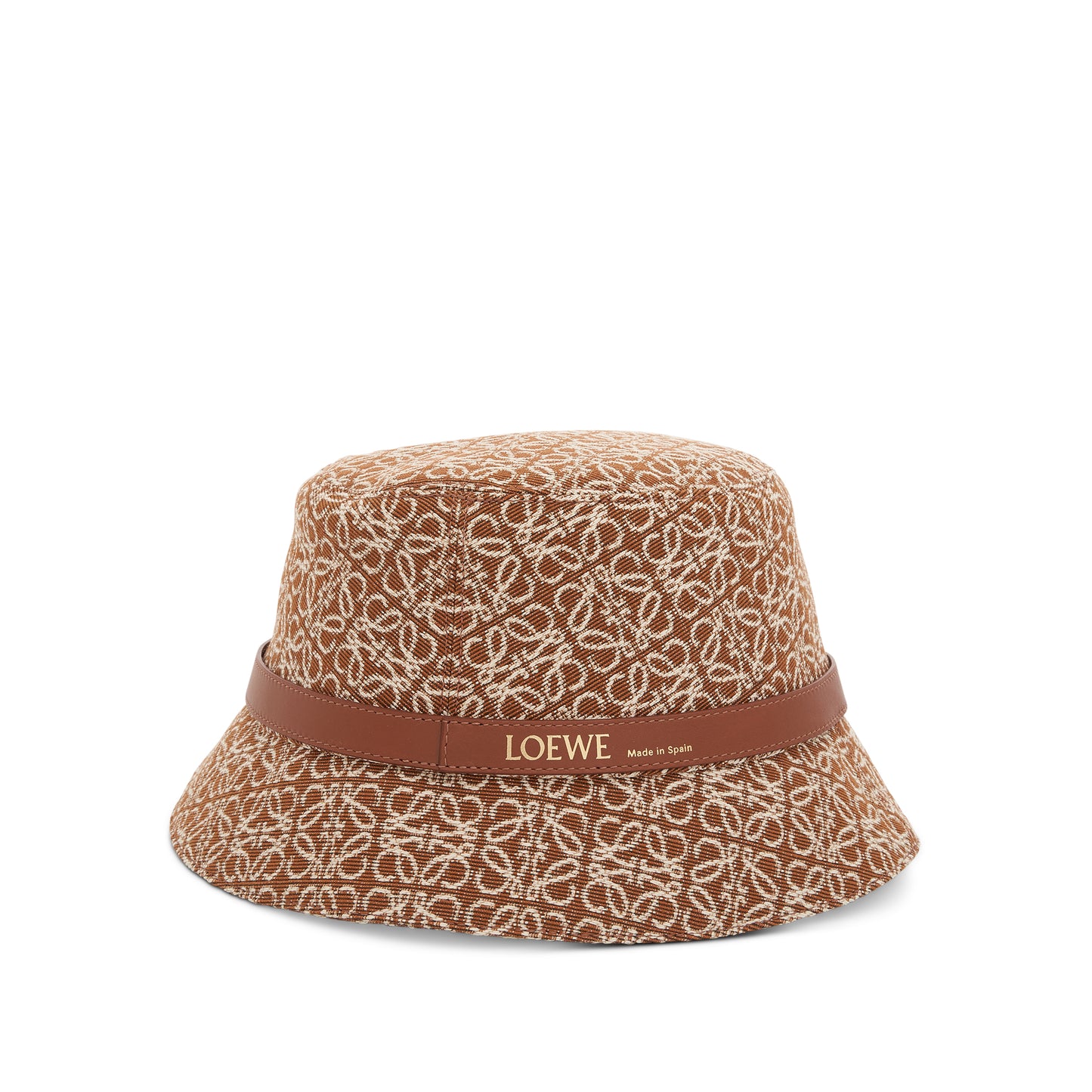 Anagram Jacquard and Calf Bucket Hat in Tan