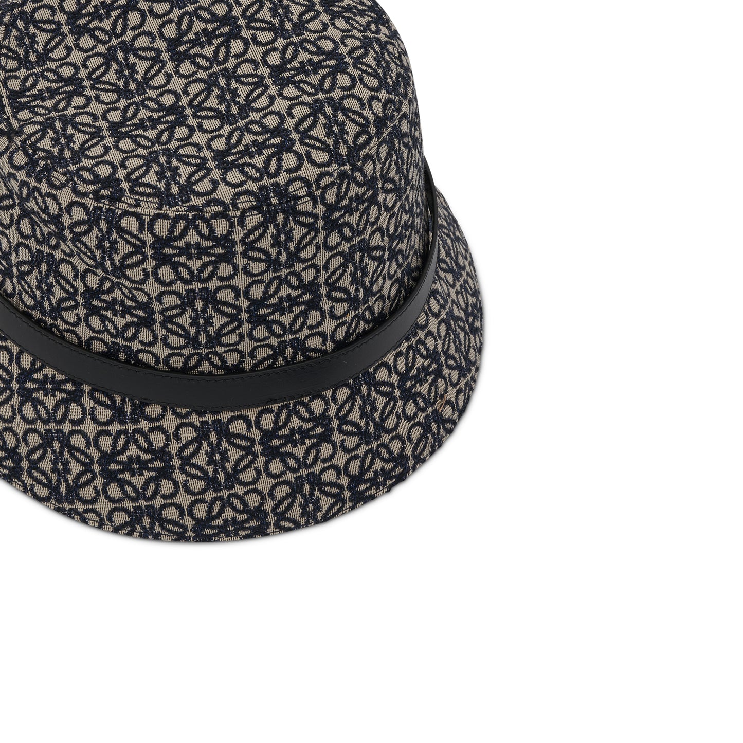 Anagram Jacquard and Calf Bucket Hat in Navy