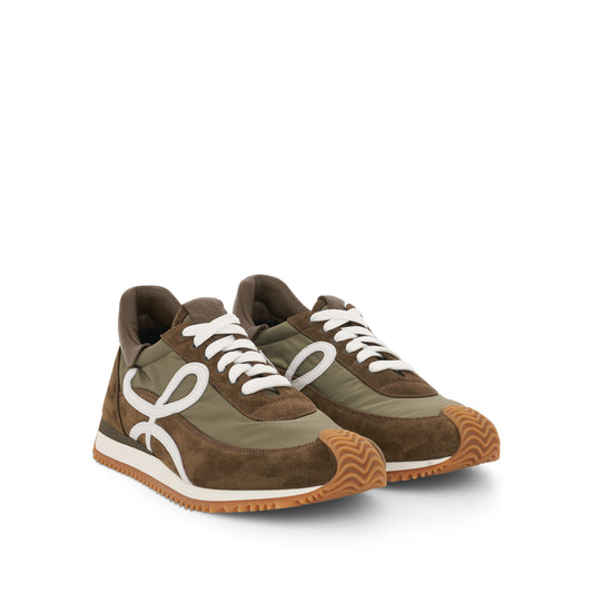 Flow Runner Nylon and Suede in Dark Khaki Green